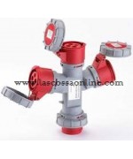 Adattatore industriale A 3 vie con spina 3P+T 16A/prese 3P+T IP67